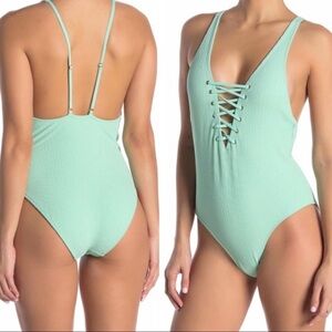 Free Press One-Piece Swimsuit Gigi Rib Lace Up